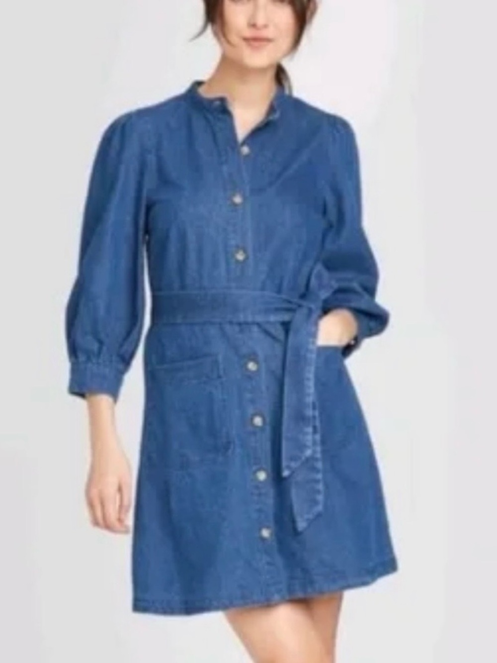 WASH LAB- Button Front Denim Mini Dress Size M
